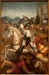 Der heilige Jakobus kämpft gegen die Mauren - Gemälde, dem Meister von Lourinhã zugeschrieben, um 1520 - Nationalmuseum für Alte Kunst in Lissabon (Portugal)