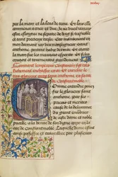Initiale C: Der Kaiser von Konstantinopel, der den Körper des Heiligen Antonius einweiht