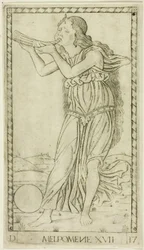 Melpomene, Platte siebzehn aus Apollo und die Musen