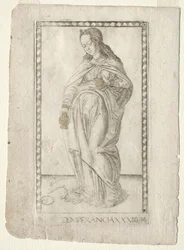 Mäßigkeit aus dem Tarocchi, Serie B: Kosmische Prinzipien & Tugenden, #34, vor 1467