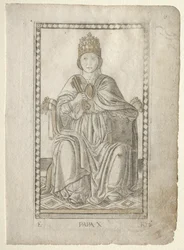 Der Papst aus den Tarocchi, Serie E: Bedingungen des Menschen, Nr. 10, vor 1467