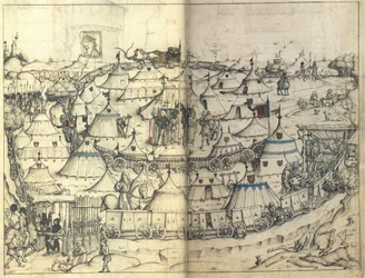 Der Wagenfort aus dem Mittelalterlichen Hausbuch von Schloss Wolfegg, um 1485