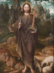 Christus als Salvator Mundi in einer Landschaft