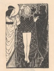 Frau mit verbundenen Augen zwischen zwei Figuren