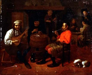 Eine Taverne mit Mandolinenspieler