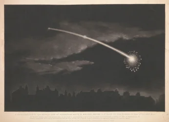 Eine Darstellung des Meteors, der etwa 12 Minuten vor 11 Uhr abends am 11. Februar 1850 in Paddington gesehen wurde