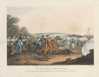 Der Marquis von Anglesea verwundet, während er am Ende der Schlacht von Waterloo eine schwere Kavallerie anführt, 18. Juni 1815