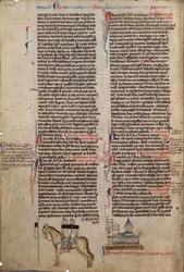 Zwei Templer auf einem Pferd aus Chronica maiora I von Matthew Paris, 13. Jahrhundert