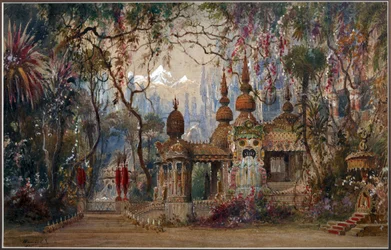 Bühnenbild für die Oper Ruslan und Ljudmila von M. Glinka