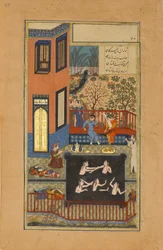 Der Lauscher, Folio 47r aus einem Haft Paikar Sieben Porträts des Khamsa..., ca. 1430