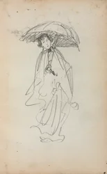 Italienisches Skizzenbuch: Stehende Frau mit Sonnenschirm, Seite 259, 1898-1899