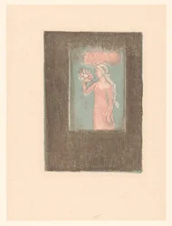 Junges Mädchen mit Blumen vor einem Fenster