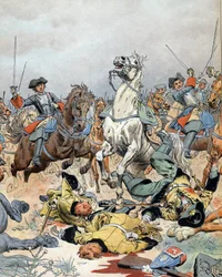 Spanischer Erbfolgekrieg: Der letzte Angriff der französischen Kavallerie in der Schlacht von Malplaquet (Belgien) am 11. September