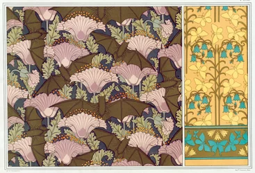 Entwürfe für einen Wandbehang mit Fledermäusen und Mohnblumen, veröffentlicht 1897