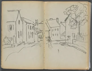 Skizzenbuch- Das Granitküstenhotel, Rockport, Seite 004 & 5: Straßenszene