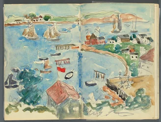 Skizzenbuch, The Dells, Nr. 127, Seiten 048 und 49: Blick von oben auf eine Bucht