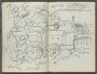 Skizzenbuch, The Dells, Nr. 127, Seite 096 & 97: Landschaft mit Häusern