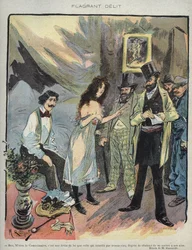 Illustration von Maurice Radiguet (1866-1941) für die französische Zeitschrift „Le Rire“ Nummer 46 von 1895 - „Flagrant Delit“