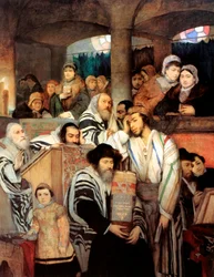 Betende Juden in der Synagoge an Jom Kippur, 1878