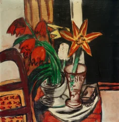 Rote Tulpe und Feuerlilien