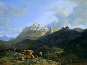 Almlandschaft mit Kampenwand