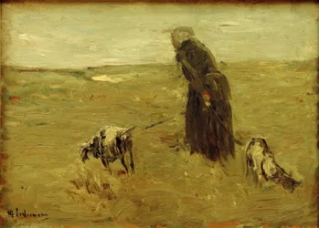 Alte Frau mit Ziegen