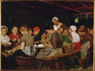 Frauen in einer Konservenfabrik