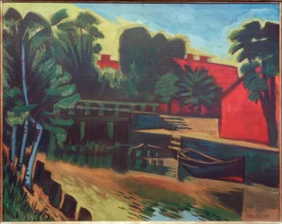 Große Mühlengrabenbrücke von Osten gesehen, Leba / Pommern