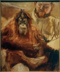 Der Orang-Utan-Seemann und sein Wärter