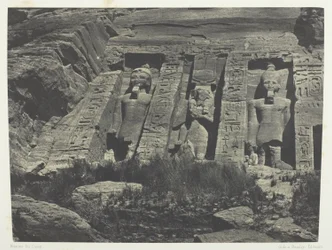 Ibsamboul, südlicher Teil des Spéos von Hathor; Nubien, Tafel 110 aus dem Album "Ägypten, Nubien, Palästina und Syrien" (1852)