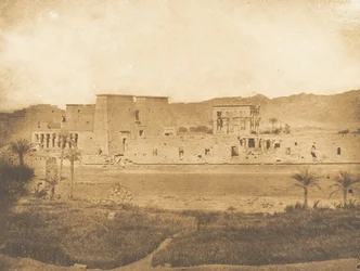 Gesamtansicht der Insel Philae, von der Insel Begueh West, 1849-50