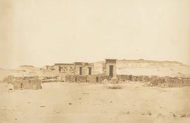 Allgemeine Ansicht des Tempels und des Dorfes Deboude Parembole, 10. April 1850