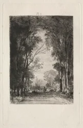 Reisender auf einer Straße im Wald, 1866