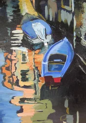 Blaue Boote Kanalreflexionen
