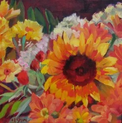 Goldener Sonnenblumenstrauß