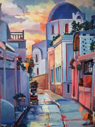Santorini Sonnenuntergangsstraße