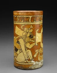 Gefäß mit Affen- und Hundegöttern, 600-900 n. Chr.