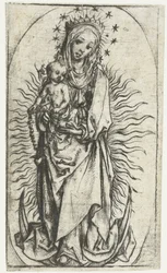 Madonna mit Sternenkrone und Rosenkranz auf der Mondsichel