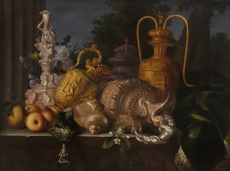 Stillleben, Muscheln und Goldschmiedekunst