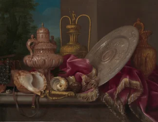 Stillleben mit Silber- und Goldplatte, Muscheln und einem Schwert, viertes Viertel des 17. Jahrhunderts
