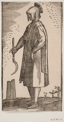 Griechischer Bauer mit Sichel in der rechten Hand