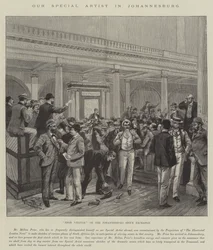 Unser Spezialkünstler in Johannesburg, Hochbetrieb an der Börse von Johannesburg