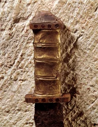 Merowingische Kunst: Griff eines Speers, 6. Jahrhundert. Gallien, Nationalmuseum für Archäologie in Saint-Germain-en-Laye