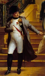 Kaiser Napoleon I. besucht den Palais-Royal und lehnt die Pläne der Architekten Beaumont und Fontaine ab (Detail)