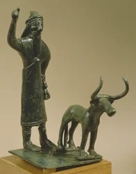 Mann mit einem Stier, aus Ur, Hammurabi-Periode, ca. 1800-1600 v. Chr.