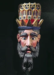 Maske eines Königs-Magus für Prozessionen zur Feier des Festes der Epiphanie in Mexiko am 6. Januar
