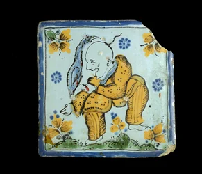 Fliese mit groteskem Chinesen, ca. 1800