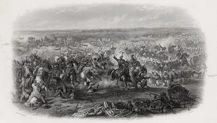 Schlacht von Aliwal, Indien, 28. Januar 1846, graviert von J.J. Crew