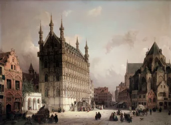 Das Rathaus von Löwen. Gemälde von Michael Neher