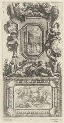 Ornamentales Panel mit einer Najade und einem Flussgott